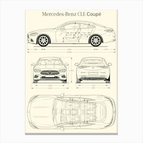 2023 Mercedes-Benz CLE car blueprint Canvas Print