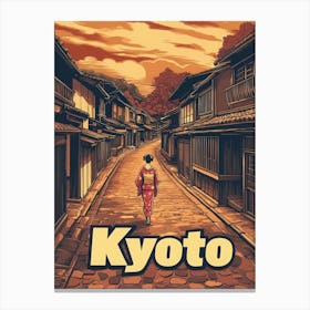 Aihrgdesign A Retro Travel Poster For Kyoto 3 Canvas Print