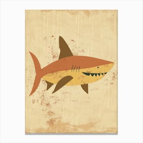 Cute Shark Beige Background 3 Canvas Print