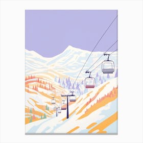 La Plagne   France, Ski Resort Pastel Colours Illustration 0 Canvas Print