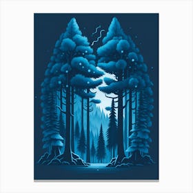A Fantasy Forest At Night In Blue Theme 87 Canvas Print