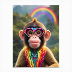 Monkey With Rainbows Canvas Print