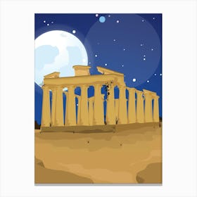 Acropolis At Night Canvas Print