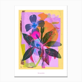 Periwinkle (Vinca) 1 Neon Flower Collage Poster Canvas Print