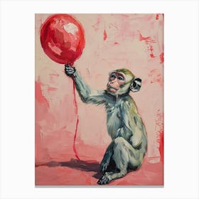 Cute Baboon 2 With Balloon Canvas Print