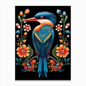 Folk Bird Illustration Kingfisher 2 Canvas Print