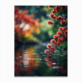 Autumn Flowers In The Water Canvas Print