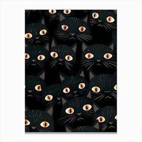 Black Cats With Orange Eyes Canvas Print