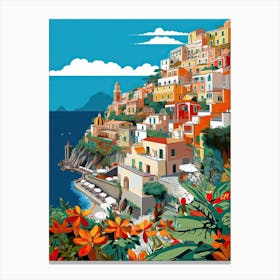 Postiano, Italy, Illustration In The Style Of Pop Art 2 Canvas Print