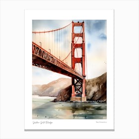 Golden Gate Bridge 3 Watercolour Travel Poster Canvas Print
