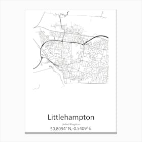 Littlehampton,United Kingdom Minimalist Map Canvas Print