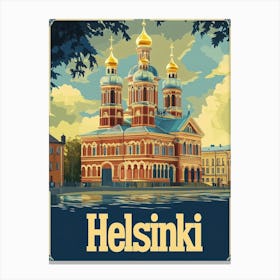 Aihrgdesign A Retro Travel Poster For Helsinki 7 Canvas Print