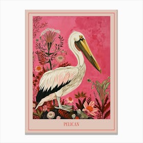 Floral Animal Painting Pelican 1 Poster Canvas Print