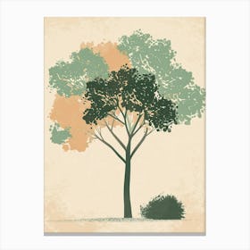 Mahogany Tree Minimal Japandi Illustration 2 Canvas Print