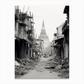 Yangon, Myanmar, Black And White Old Photo 2 Canvas Print