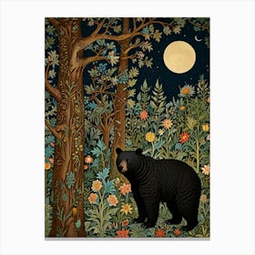 William Morris Black Bear In The Forest Canvas Print