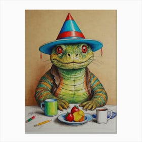 Lizard In A Hat 4 Canvas Print