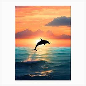 Dolphin Jumping At Sunset 1 Canvas Print