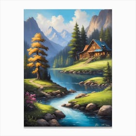 Cabin In The Mountains 4 Canvas Print