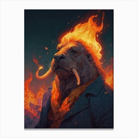 Lion On Fire Canvas Print