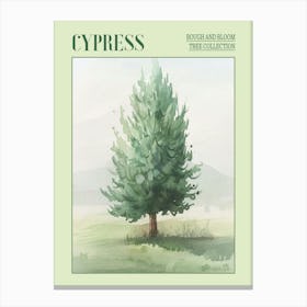 Cypress Tree Atmospheric Watercolour Painting 3 Poster Canvas Print
