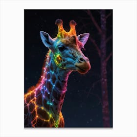 Giraffe With Lights Canvas Print