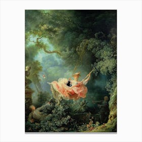 The Swing Black Cat Inspired By Jean Honoré Fragonard Canvas Print