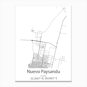 Nuevo Paysandu,Uruguay Minimalist Map Canvas Print