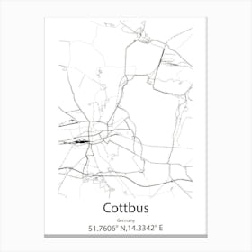 Cottbus,Germany Minimalist Map Canvas Print