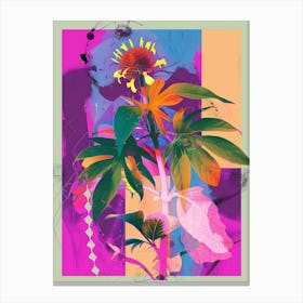 Cineraria 5 Neon Flower Collage Canvas Print