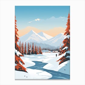 Retro Winter Illustration Banff Canada 1 Canvas Print