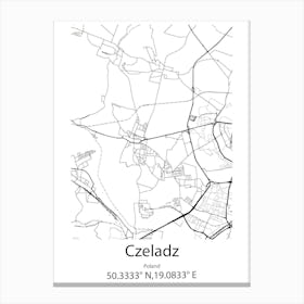 Czeladz,Poland Minimalist Map Canvas Print