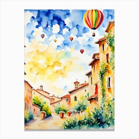 Watercolor Of Italian Village Canvas Print