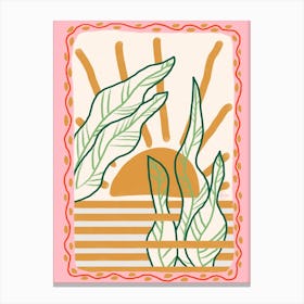 Sunny Jungle - Gold - Pink Canvas Print