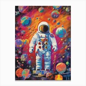 Playful Astronaut Colourful Illustration 1 Canvas Print