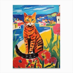 Painting Of A Cat In Lagos Portugal 3 Canvas Print