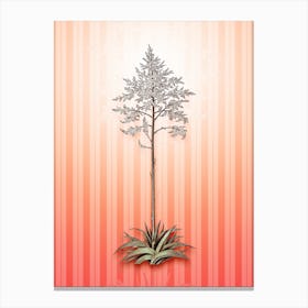 Giant Cabuya Vintage Botanical in Peach Fuzz Awning Stripes Pattern n.0021 Canvas Print