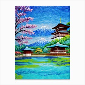 Kyoto Pagoda Mount Fuji Japan Beautiful Lake Landscape Canvas Print