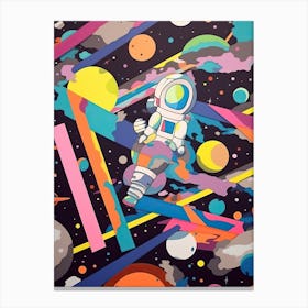 Playful Astronaut Colourful Illustration 5 Canvas Print