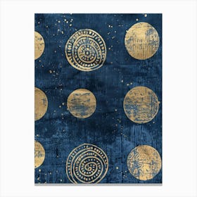 Blue And Gold Circles 6 Canvas Print