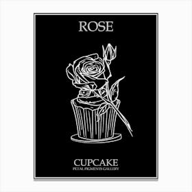 Rose Cupcake Line Drawing 3 Poster Inverted Canvas Print