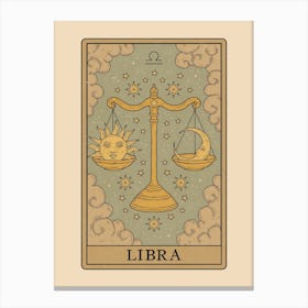 Libra Tarot Zodiac Canvas Print