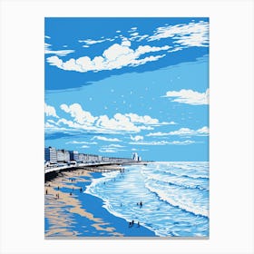 A Screen Print Of Brighton Beach East Sussex 2 Canvas Print