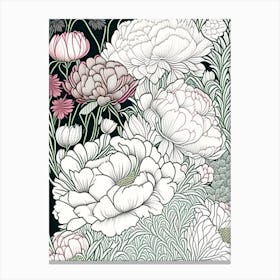 Mixed Perennial Beds Of Peonies 2 Drawing Canvas Print
