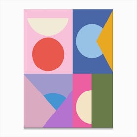 Bold Retro Modern Geometric Shapes in Pink Blue and Purple Canvas Print