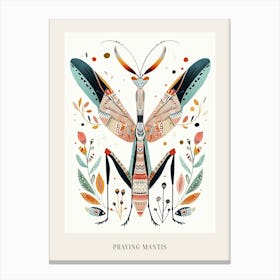 Colourful Insect Illustration Praying Mantis 6 Poster Canvas Print