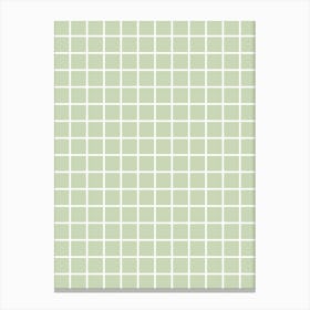 Pastel Green Grid Canvas Print
