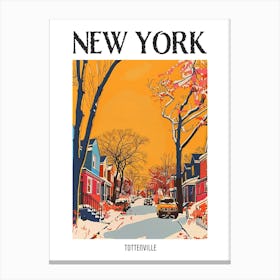 Tottenville New York Colourful Silkscreen Illustration 3 Poster Canvas Print