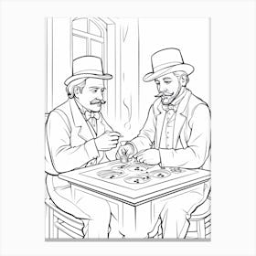 Line Art Inspired By The Card Players 2 Canvas Print