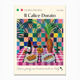 Il Calice Dorato Trattoria Italian Poster Food Kitchen Canvas Print